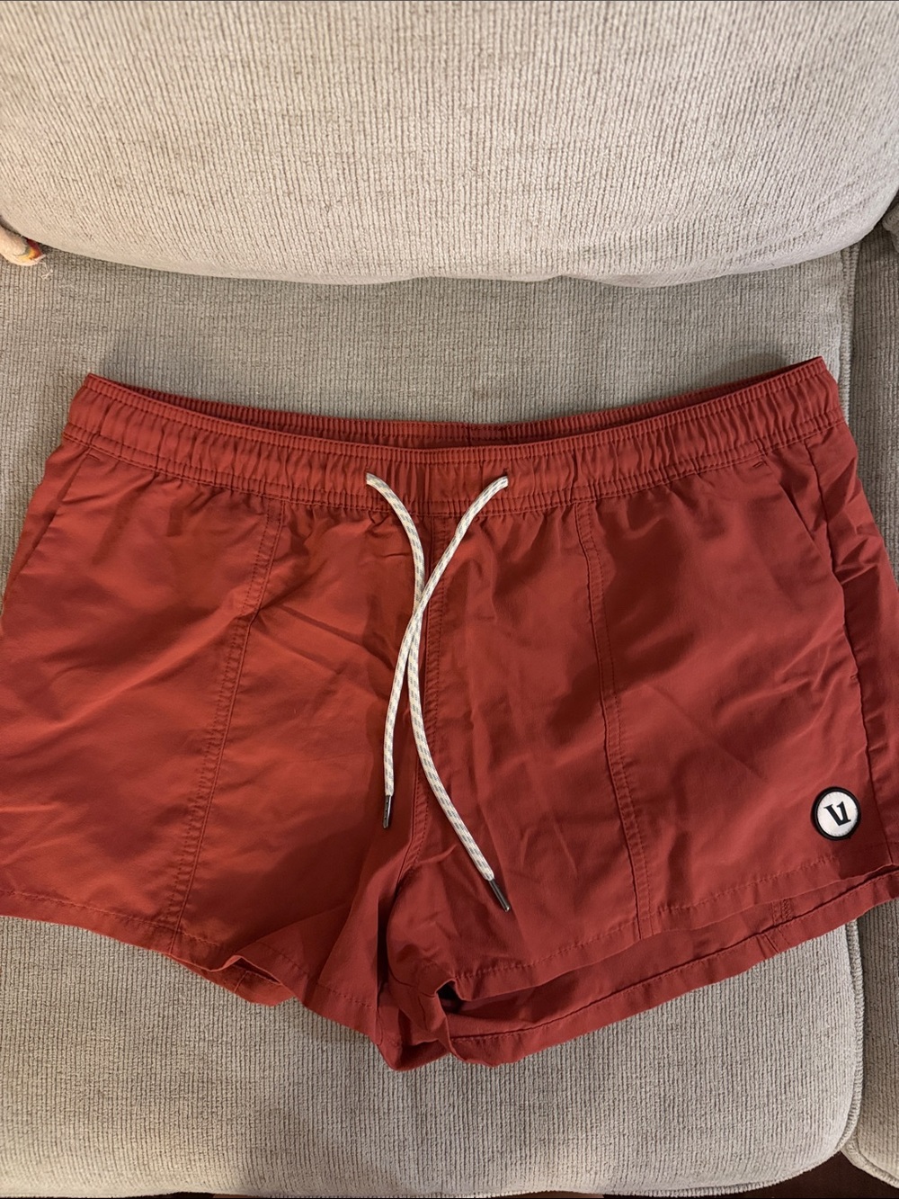 Vuori Dark Burnt Orange Athletic Shorts